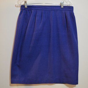 Midi Skirt Blue Lining Elastic Zip Button Made in Egypt Size 12P